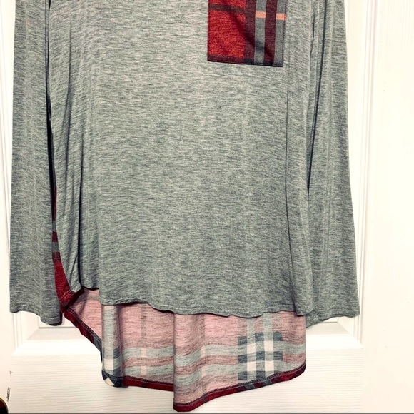 12pm by Moni Ami Gray & plaid long sleeve tunic L - Picture 2 of 6